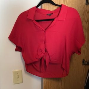 Red cropped shirt